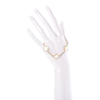 Van Cleef & Arpels 18K Yellow Gold Mother of Pearl 5 Motifs Vintage Alhambra Bracelet 2 of 6