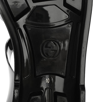 Gucci Shiny Rubber Double G Buckle Strap Sandals 10 Black 6 of 14