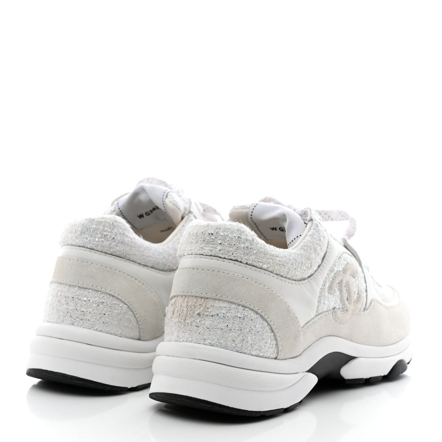 Painted Iridescent Cotton Tweed Suede Womens CC Sneakers 37 White Silver Multicolor