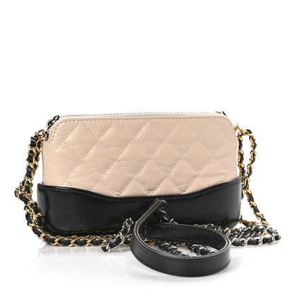 Chanel Aged Calfskin Quilted Small Gabrielle Clutch With Chain Beige Black 3 of 9