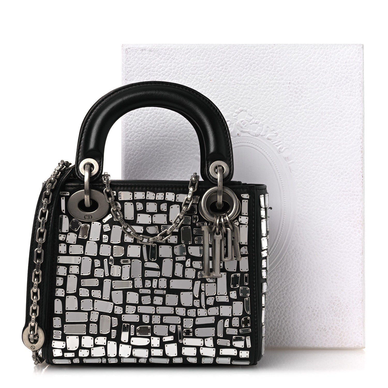 Christian Dior Smooth Calfskin Embroidered Mini Mosaic of Mirrors Lady Dior Black 12 of 12
