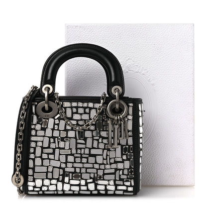 Christian Dior Smooth Calfskin Embroidered Mini Mosaic of Mirrors Lady Dior Black 12 of 12