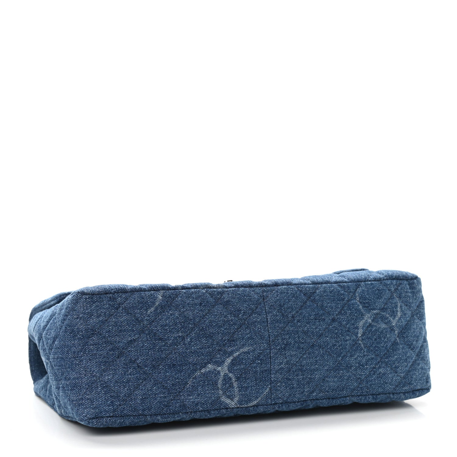 Chanel Denim Quilted CC Print Jumbo Single Flap Blue 4 of 11