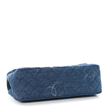 Chanel Denim Quilted CC Print Jumbo Single Flap Blue 4 of 11