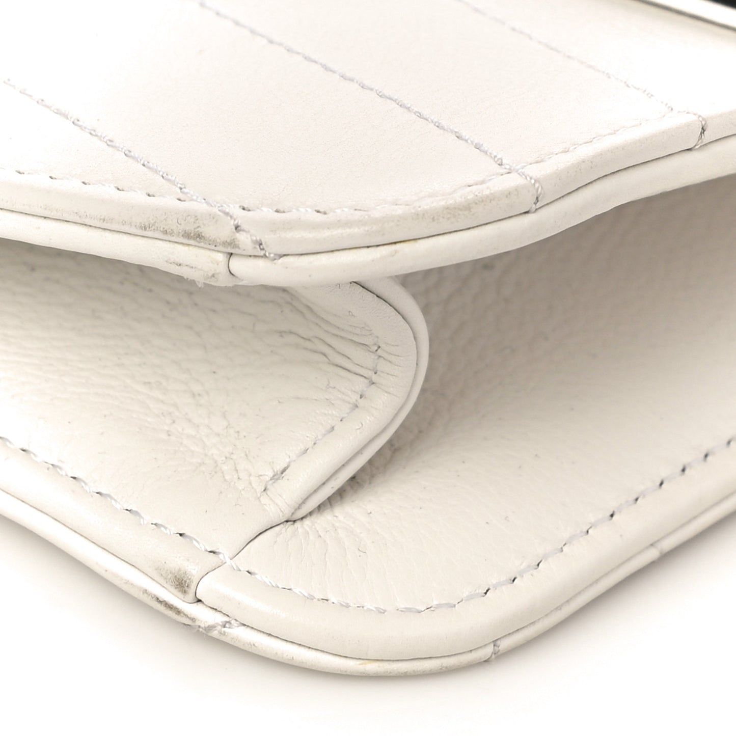 Calfskin Chevron Quilted Casual Trip Clutch White