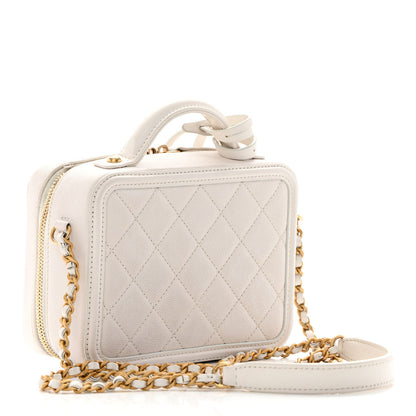Chanel Caviar Quilted Small CC Filigree Vanity Case White 3 of 17