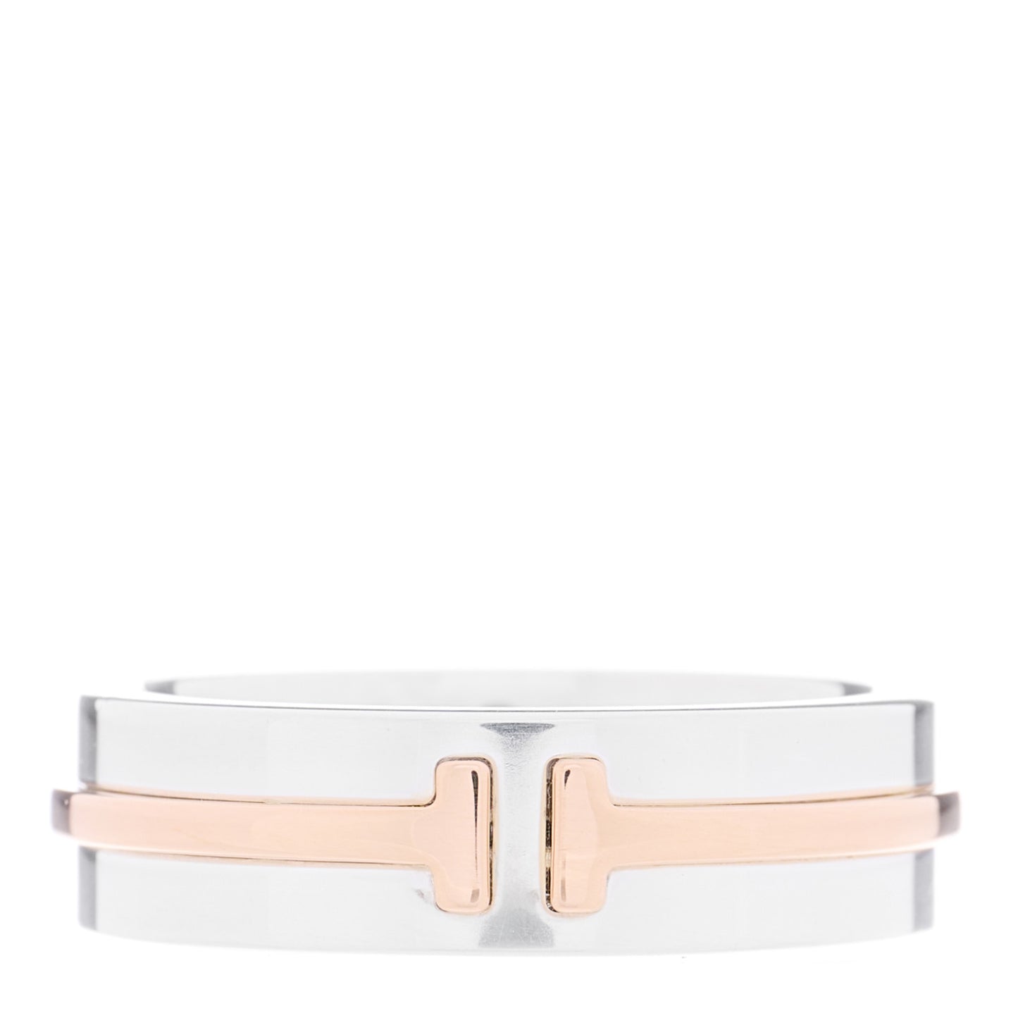Sterling Silver 18K Rose Gold Tiffany T Wide Ring 54 7