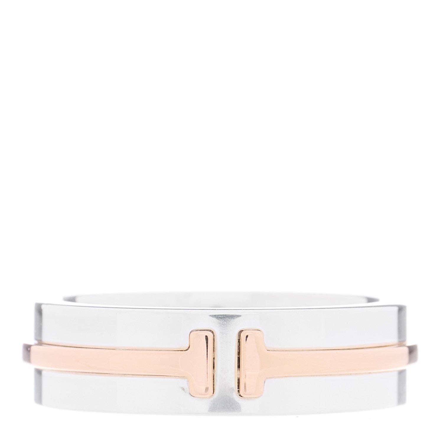 Tiffany Sterling Silver 18K Rose Gold Tiffany T Wide Ring 54 7 1 of 4