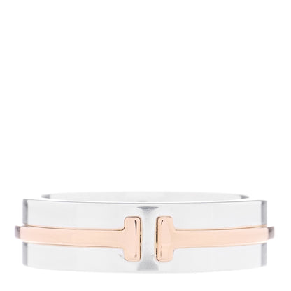 Tiffany Sterling Silver 18K Rose Gold Tiffany T Wide Ring 54 7 1 of 4