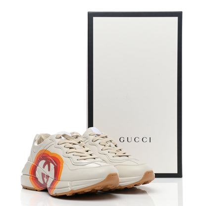 Gucci Calfskin Interlocking G Heart Rhyton Sneakers 35 Mystic White 9 of 9