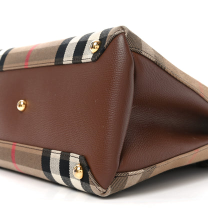 Burberry House Check Grainy Calfskin Medium Banner Tote Tan 9 of 10
