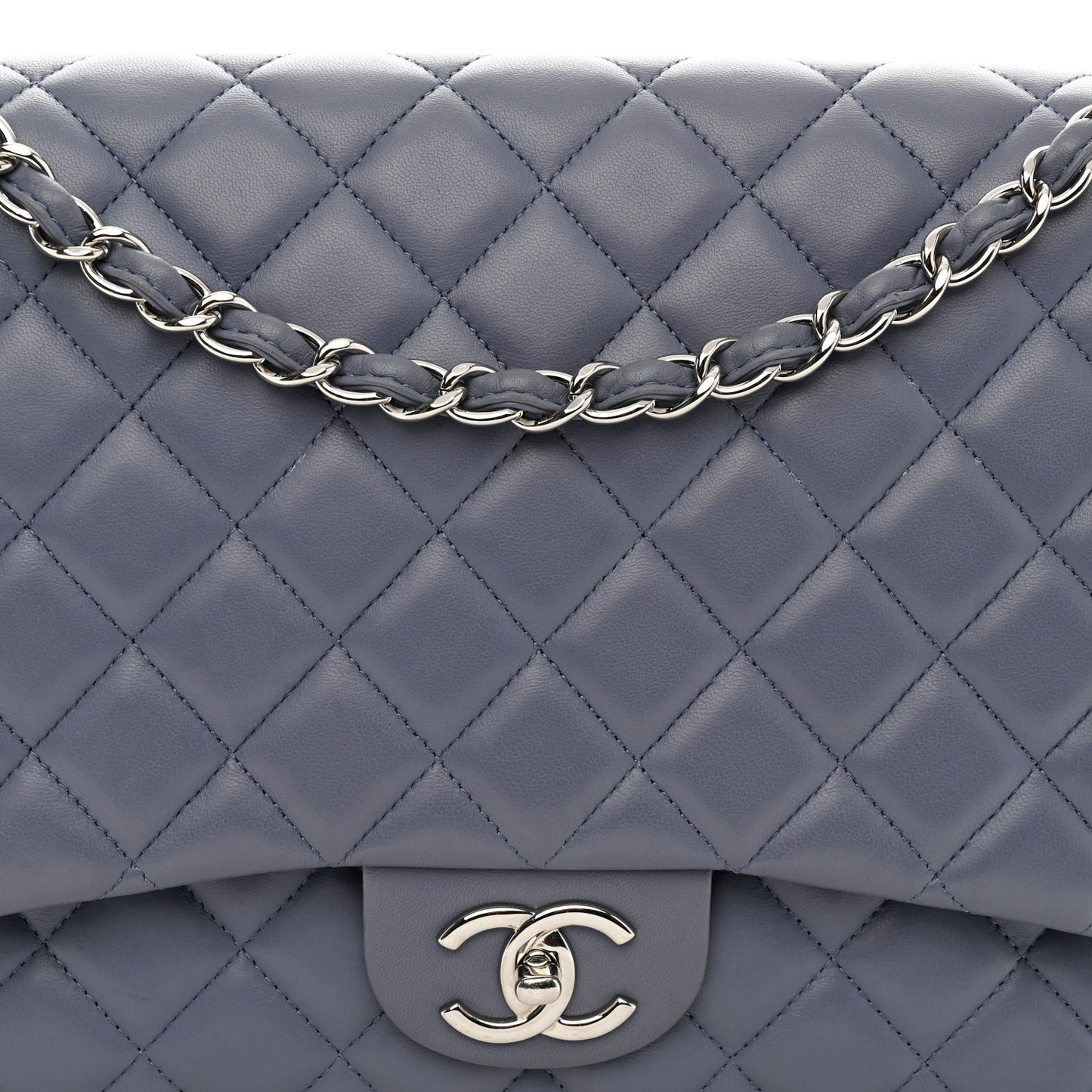 Lambskin Quilted Maxi Double Flap Light Purple