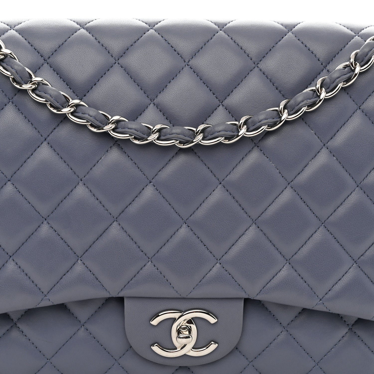 Chanel Lambskin Quilted Maxi Double Flap Light Purple 8 of 14