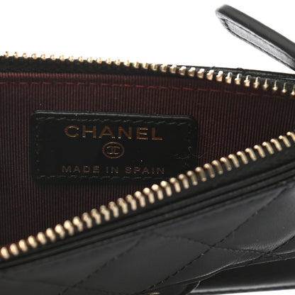 Chanel Lambskin Quilted Flap Zip Card Holder Black 6 of 8