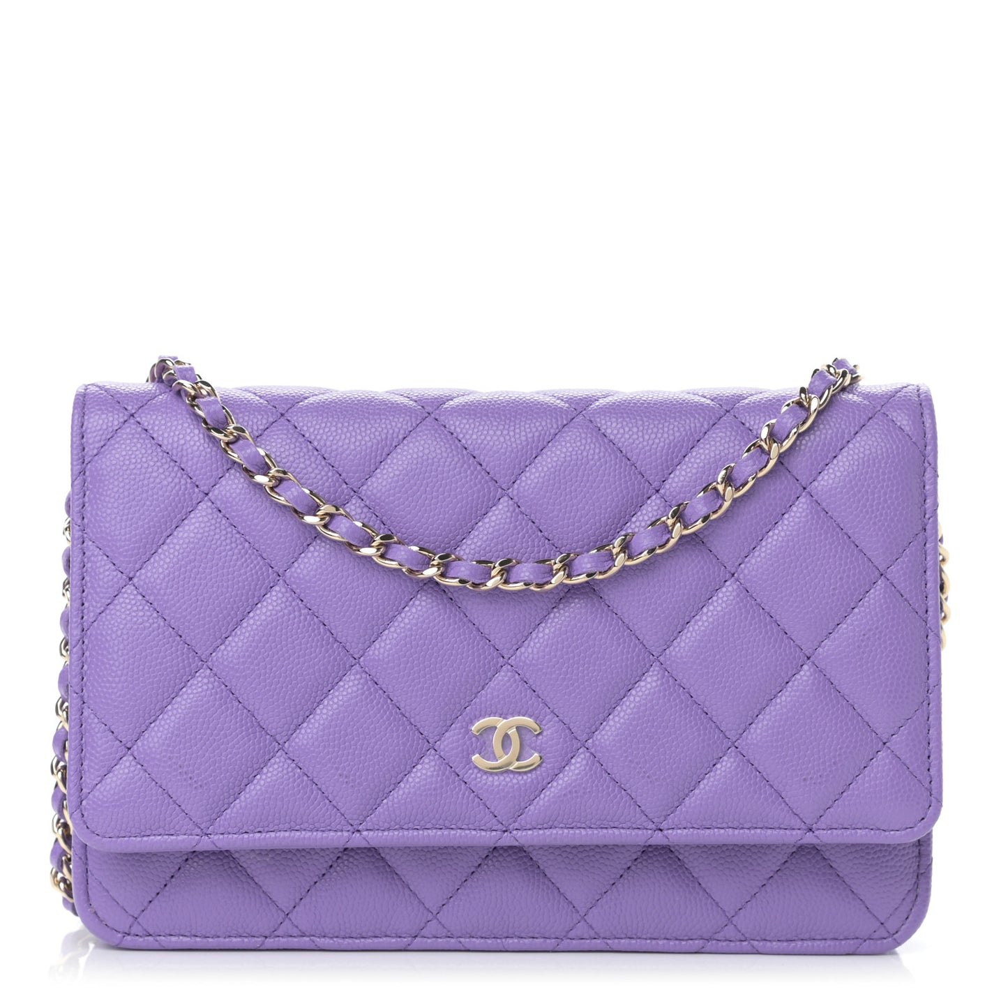 Caviar Quilted Wallet On Chain WOC Purple