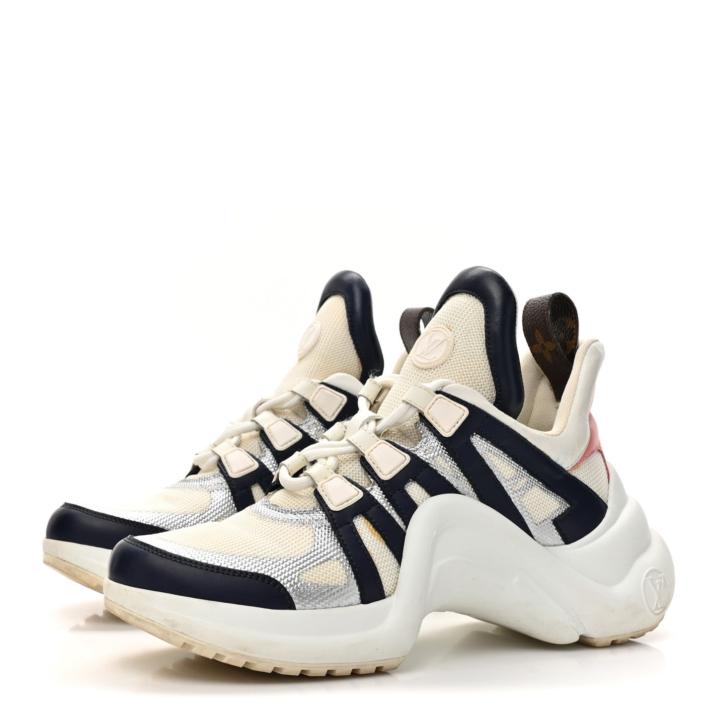 Calfskin Technical Nylon LV Archlight Sneaker 36.5 White Blue Pink