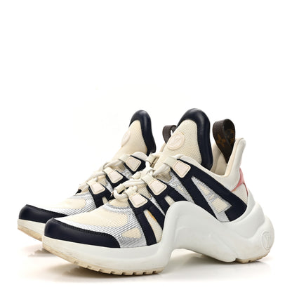 Louis Vuitton Calfskin Technical Nylon LV Archlight Sneaker 36.5 White Blue Pink 4 of 15