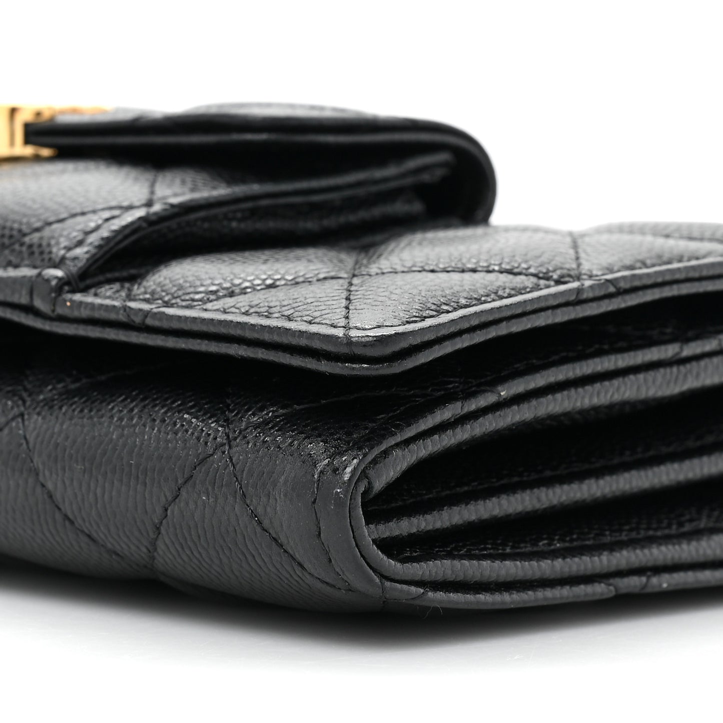 Caviar Quilted Pocket Twins Wallet On Chain WOC Black