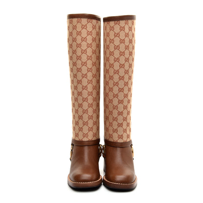 Gucci GG Monogram Calfskin Lola Tall Boots 36 Beige Ruggine Cuir 2 of 7