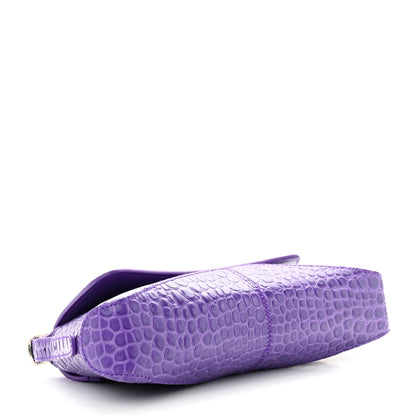 Balenciaga Shiny Super Supple Calfskin Crocodile Embossed Small XX Flap Stretch Bag Purple 4 of 10