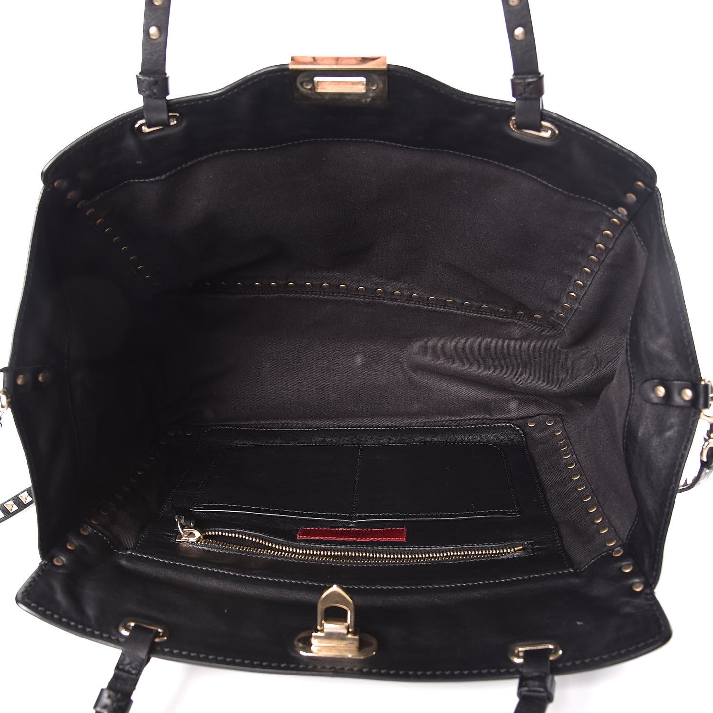 Vitello Medium Rockstud Tote Black