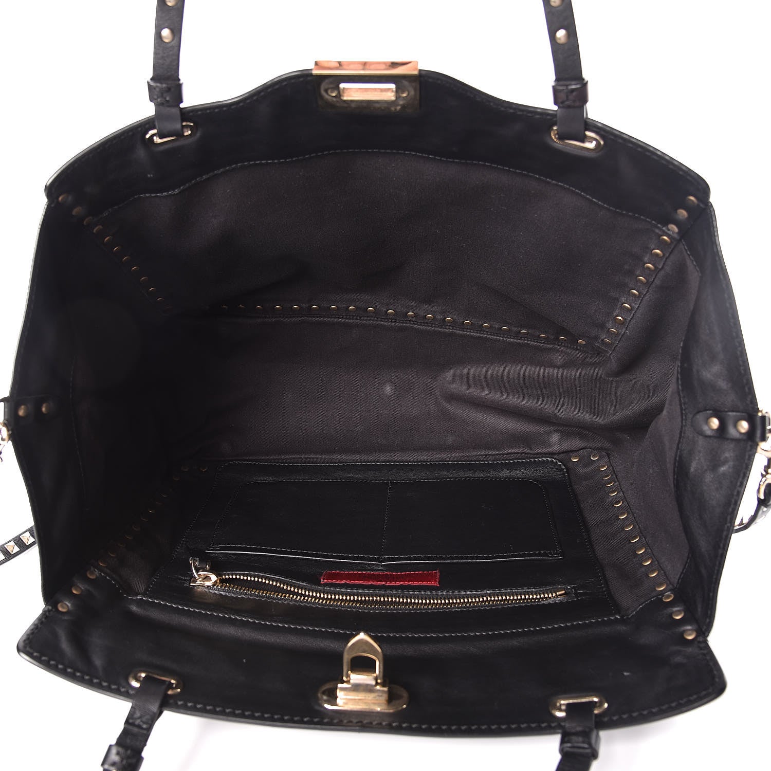 Valentino Garavani Vitello Medium Rockstud Tote Black 5 of 10