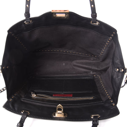 Valentino Garavani Vitello Medium Rockstud Tote Black 5 of 10