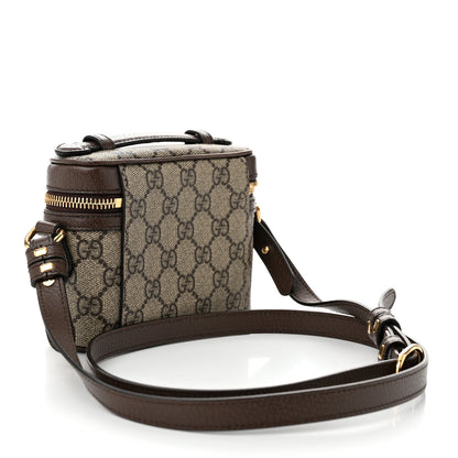 Gucci GG Supreme Monogram Textured Calfskin Web Mini Ophidia Top Handle Bag Beige Ebony New Acero 3 of 10