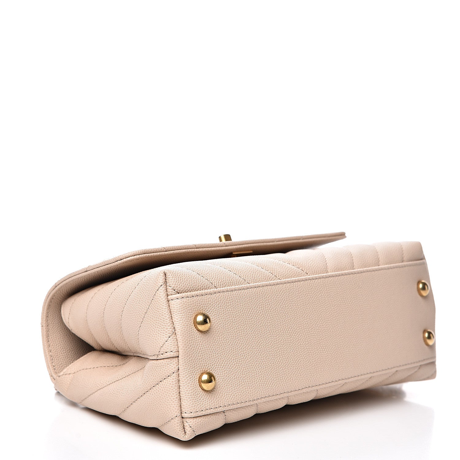 Chanel Caviar Lizard Embossed Chevron Quilted Mini Coco Handle Flap Beige 3 of 10