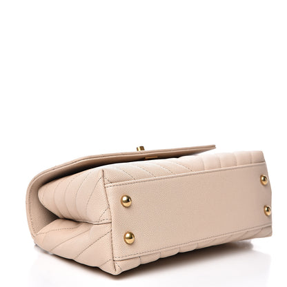 Chanel Caviar Lizard Embossed Chevron Quilted Mini Coco Handle Flap Beige 3 of 10