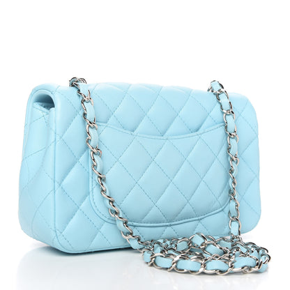 Chanel Lambskin Quilted Mini Rectangular Flap Neon Blue 3 of 11