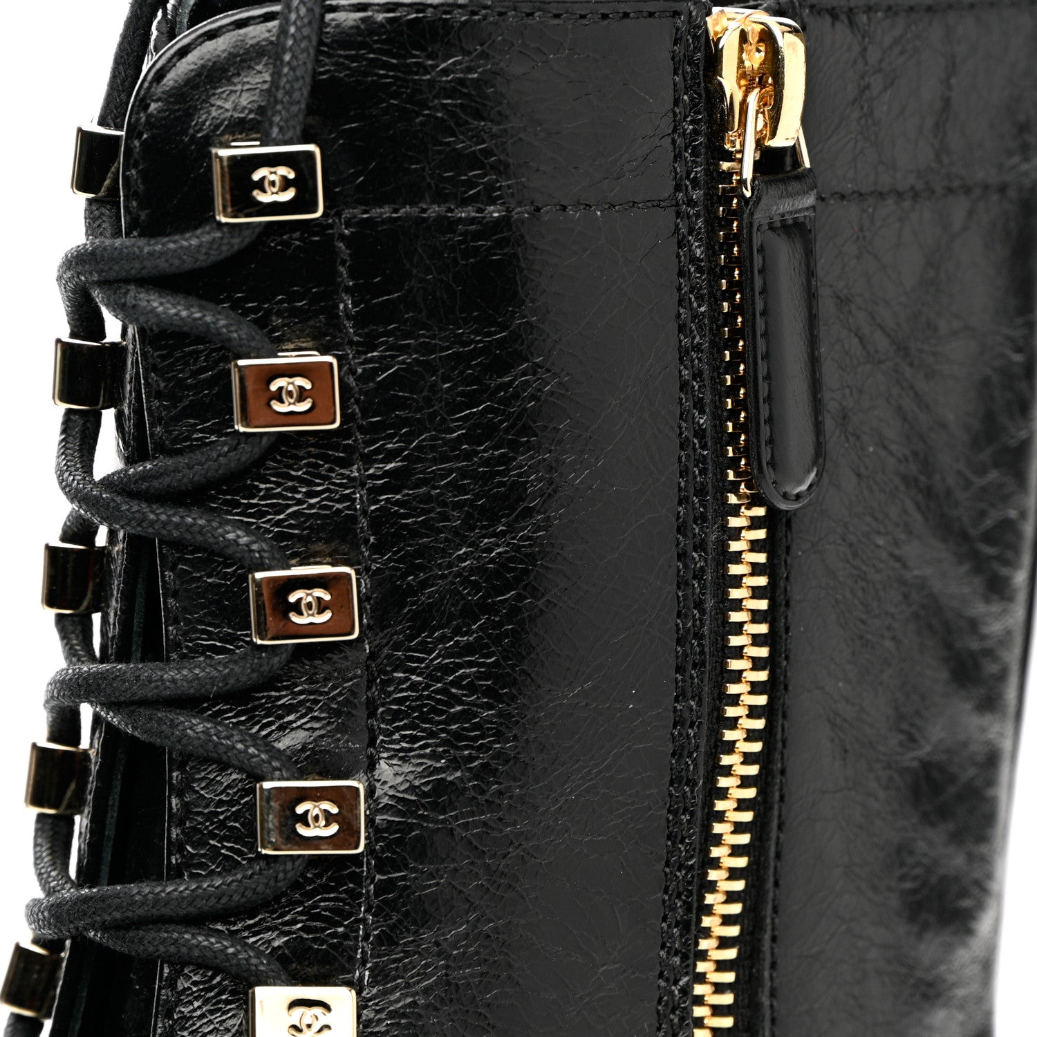 Chanel Calfskin Lace Up Combat Boots 41 Black 11 of 11