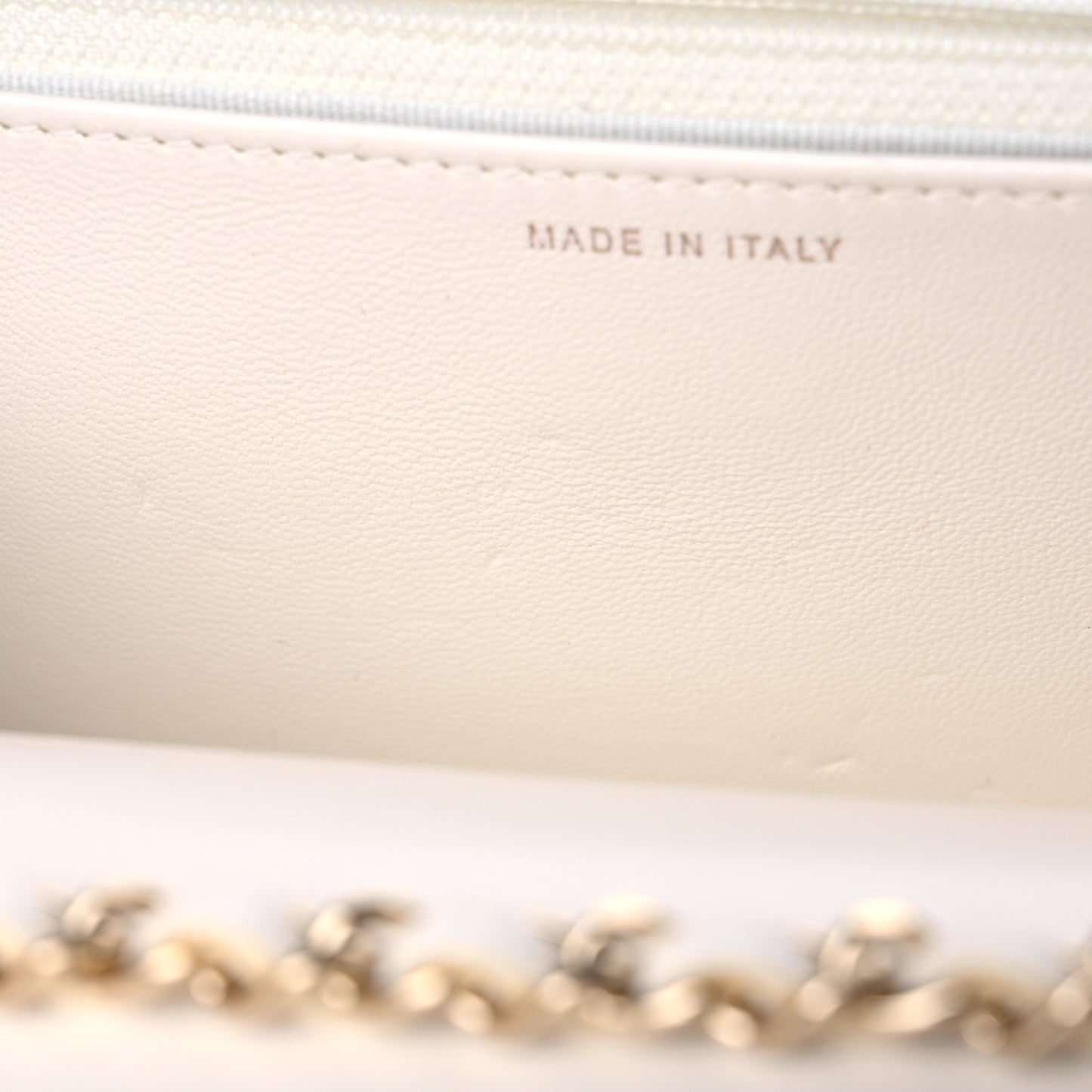 Lambskin Quilted Trendy CC Wallet On Chain WOC White