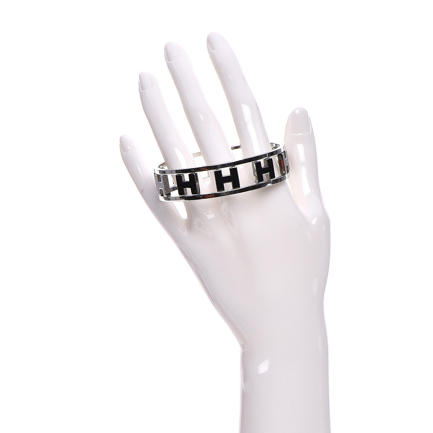 Hermes Palladium Enamel Reversible H Bracelet 2 of 6