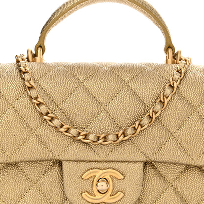 Chanel Metallic Caviar Quilted Mini Top Handle Rectangular Flap Gold 8 of 10