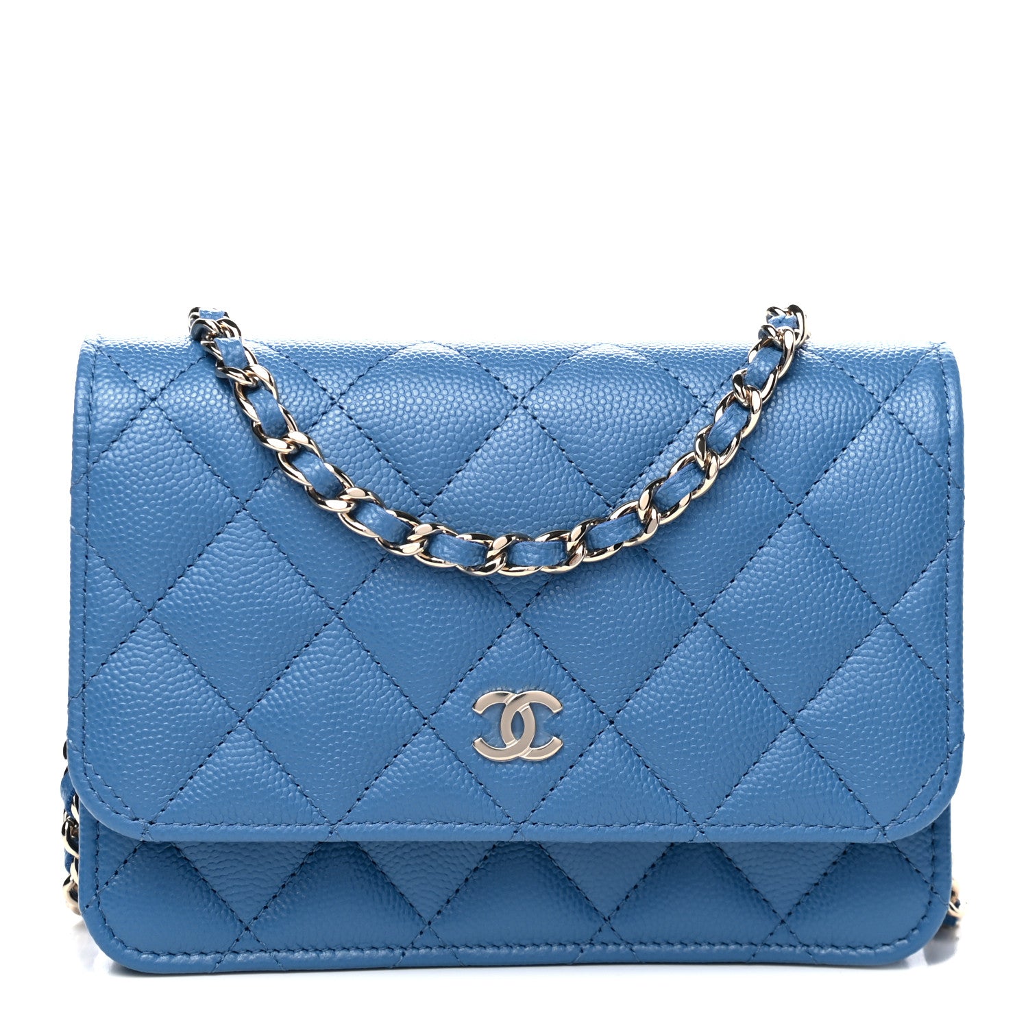 Chanel Caviar Quilted Mini Wallet On Chain WOC Blue 1 of 4