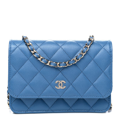 Chanel Caviar Quilted Mini Wallet On Chain WOC Blue 1 of 5