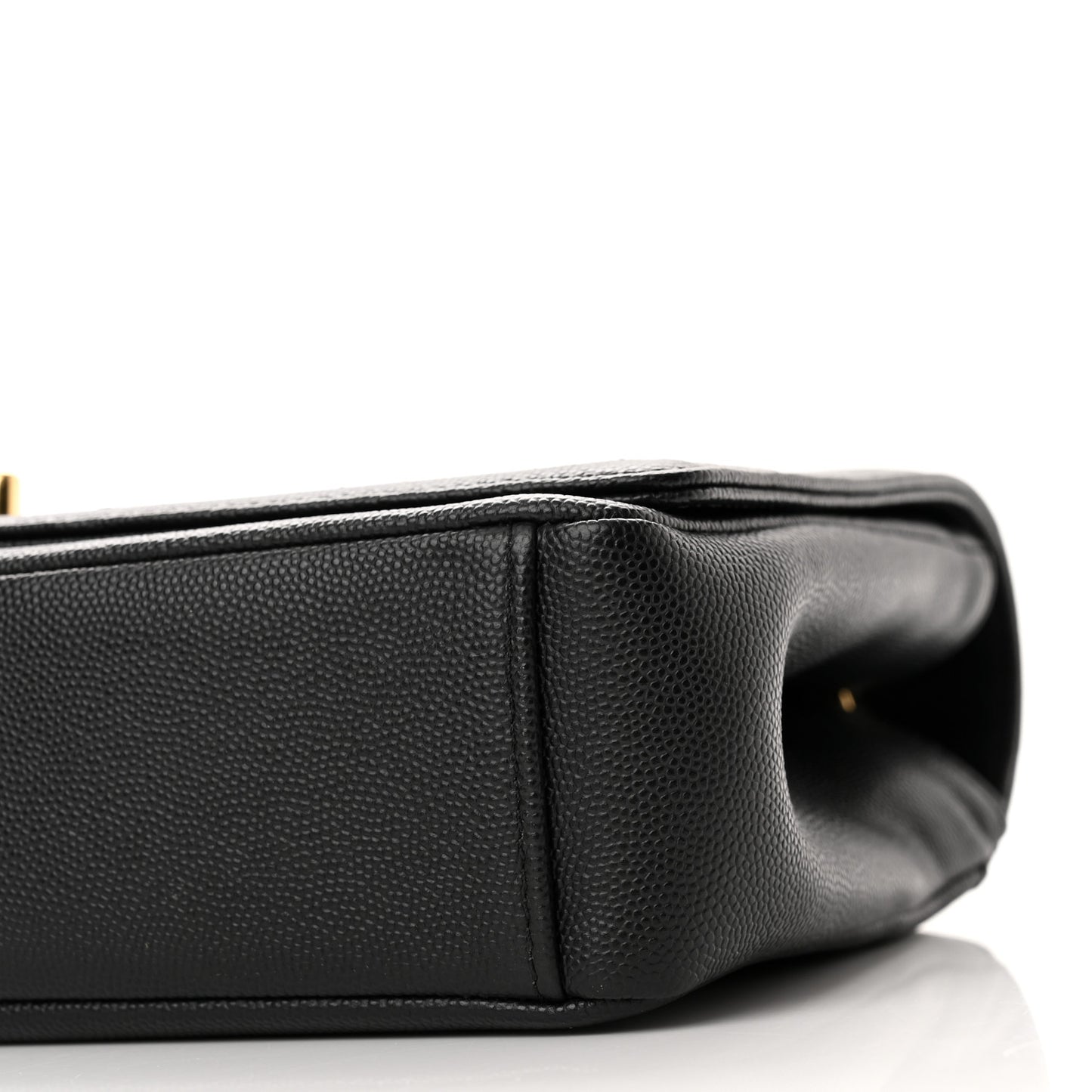 Grained Calfskin Embroidered Captain Gold Flap Bag Black