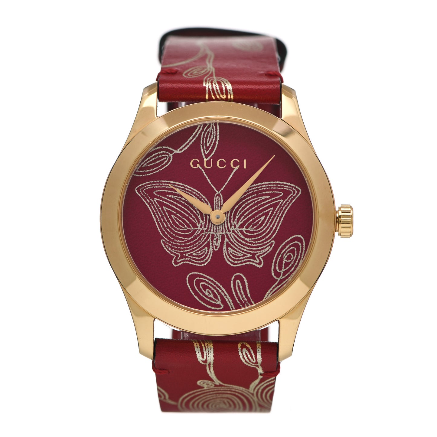 Stainless Steel Calfskin 38mm G-Timeless Butterfly Quartz Watch Red