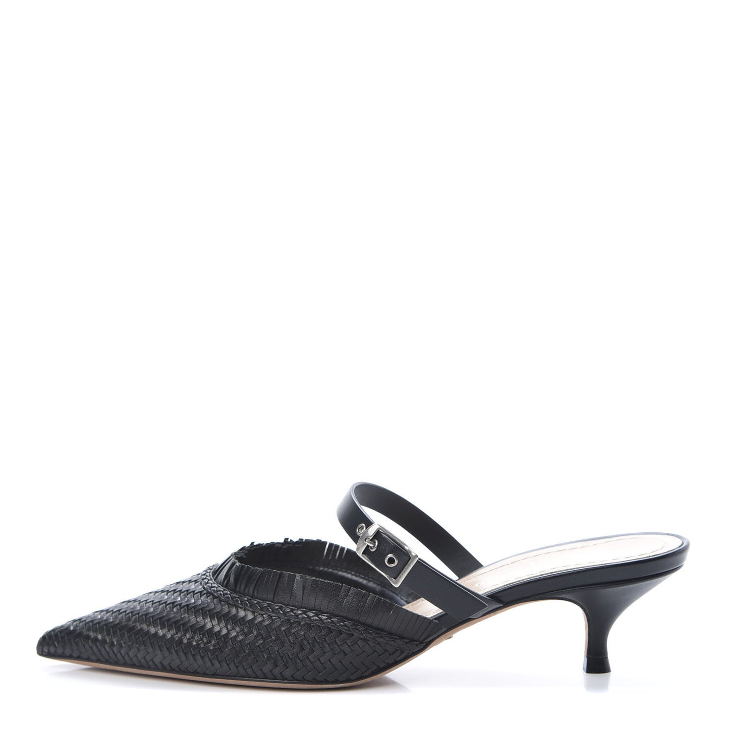Lambskin Woven Teddy D Mule Sandals 36 Black
