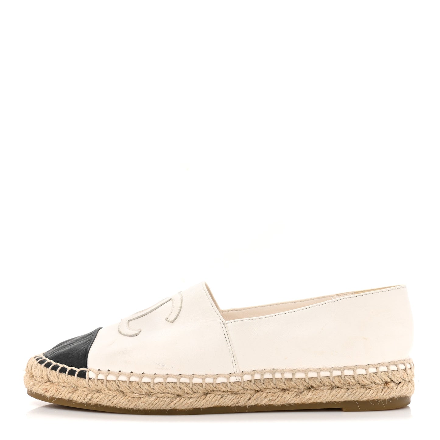 Lambskin CC Espadrilles 37 White Black