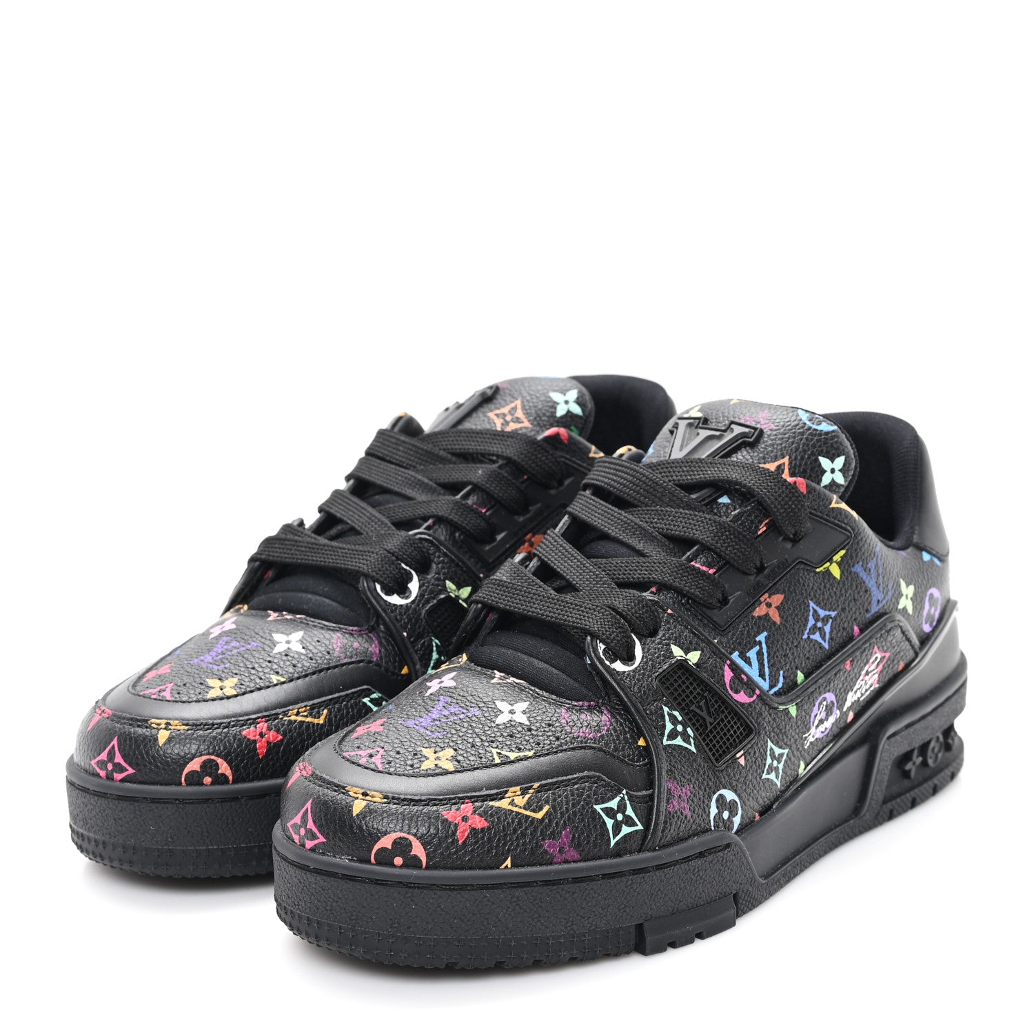 Louis Vuitton LV X TM Calfskin Monogram Multicolor LV Trainer Sneakers 36 Black 4 of 9