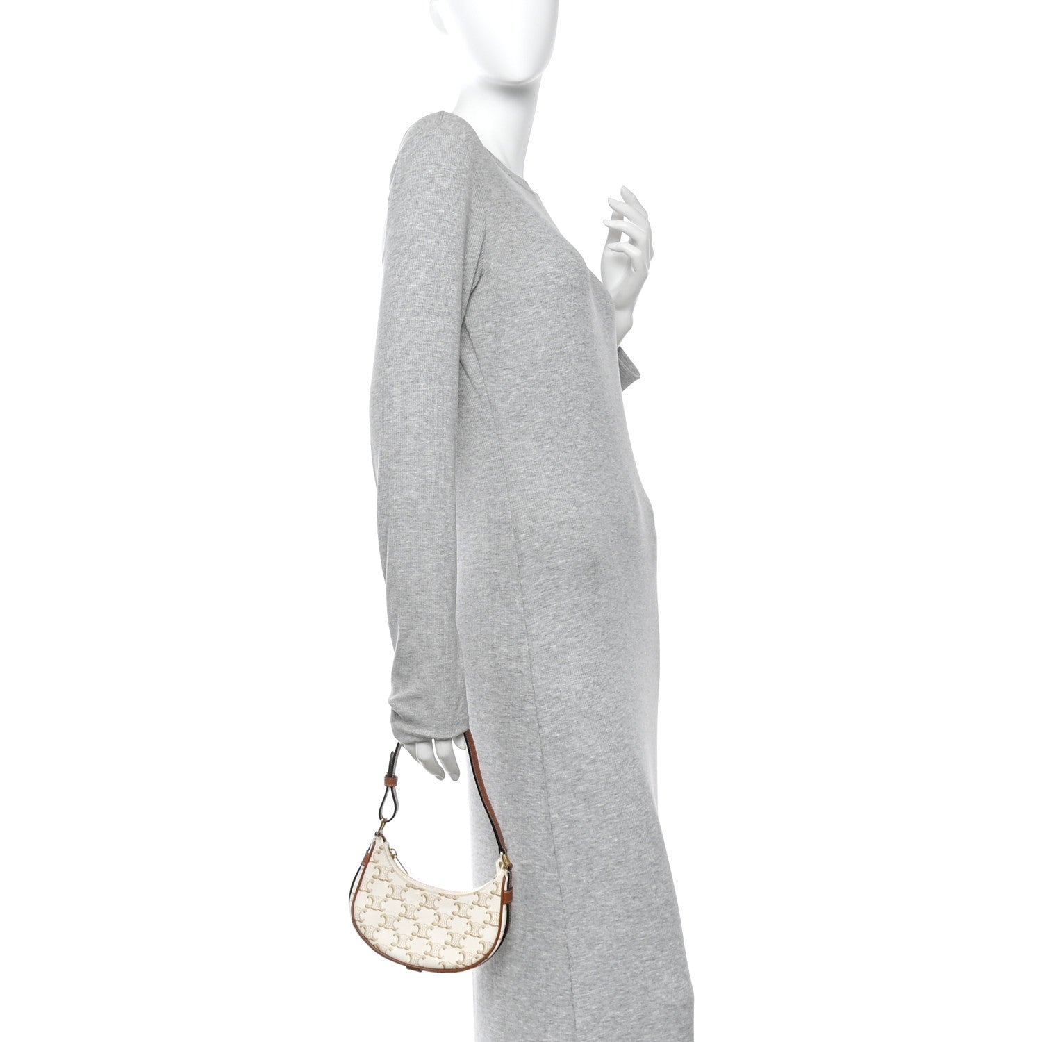 Celine Canvas Calfskin Mini Ava Triomphe Shoulder Bag White 2 of 11