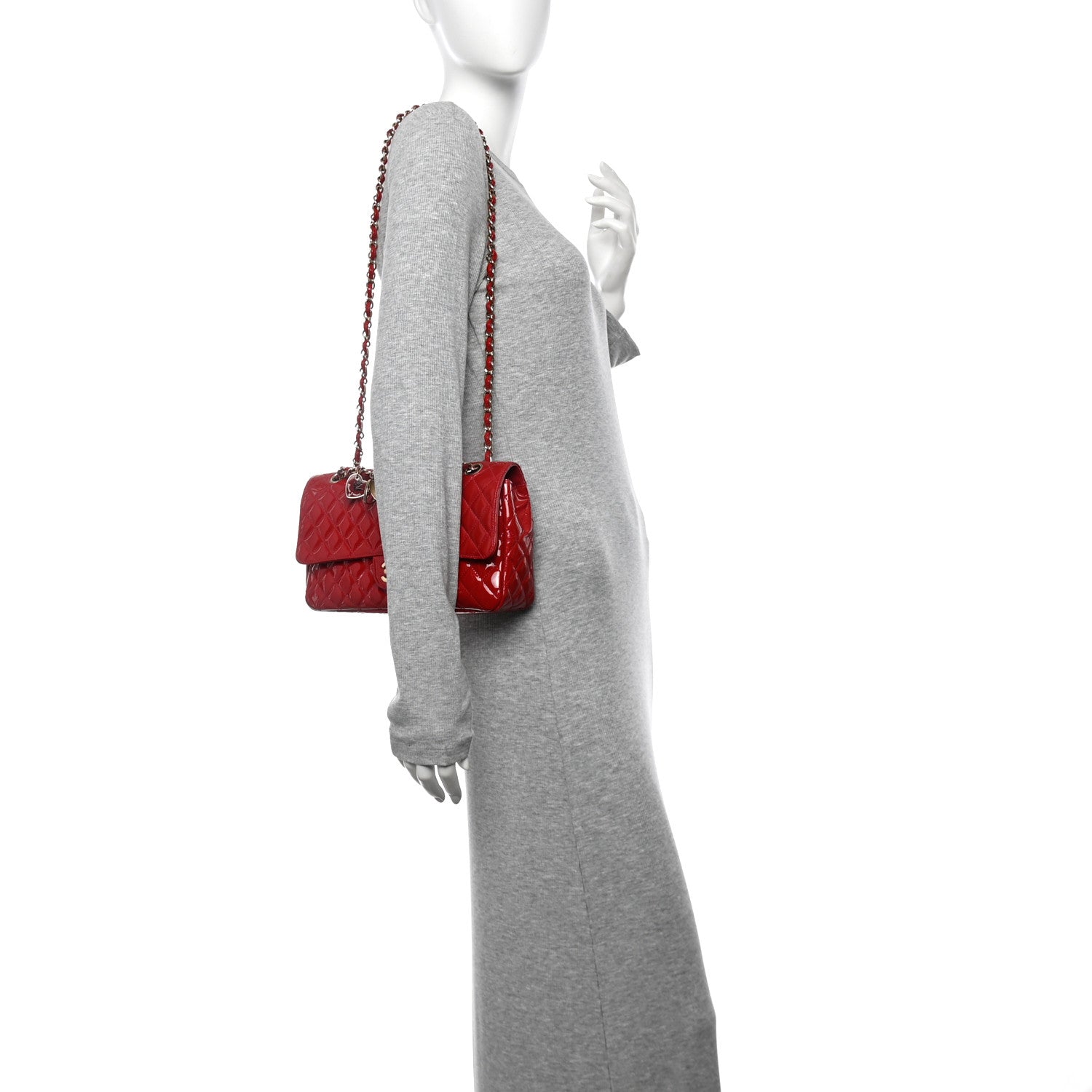 Chanel Patent Calfskin Quilted Valentine Charms Medium Single Flap Red 2 of 11