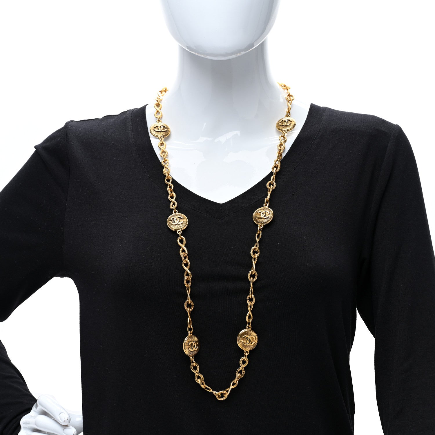 Chanel CC Medallion 31 Rue Cambon Tag Pendant Necklace Gold 3 of 4