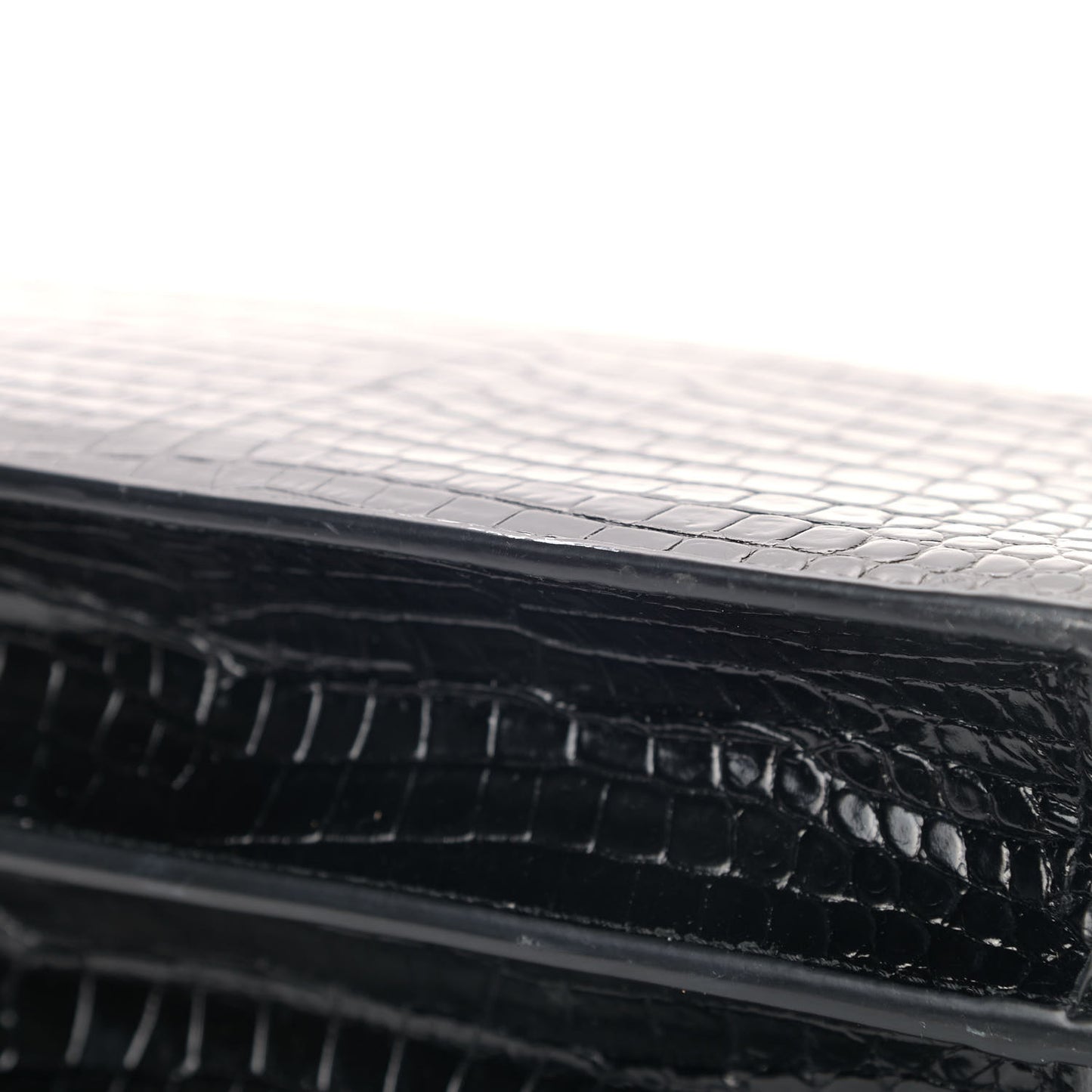 Calfskin Crocodile Embossed Monogram Sunset Black