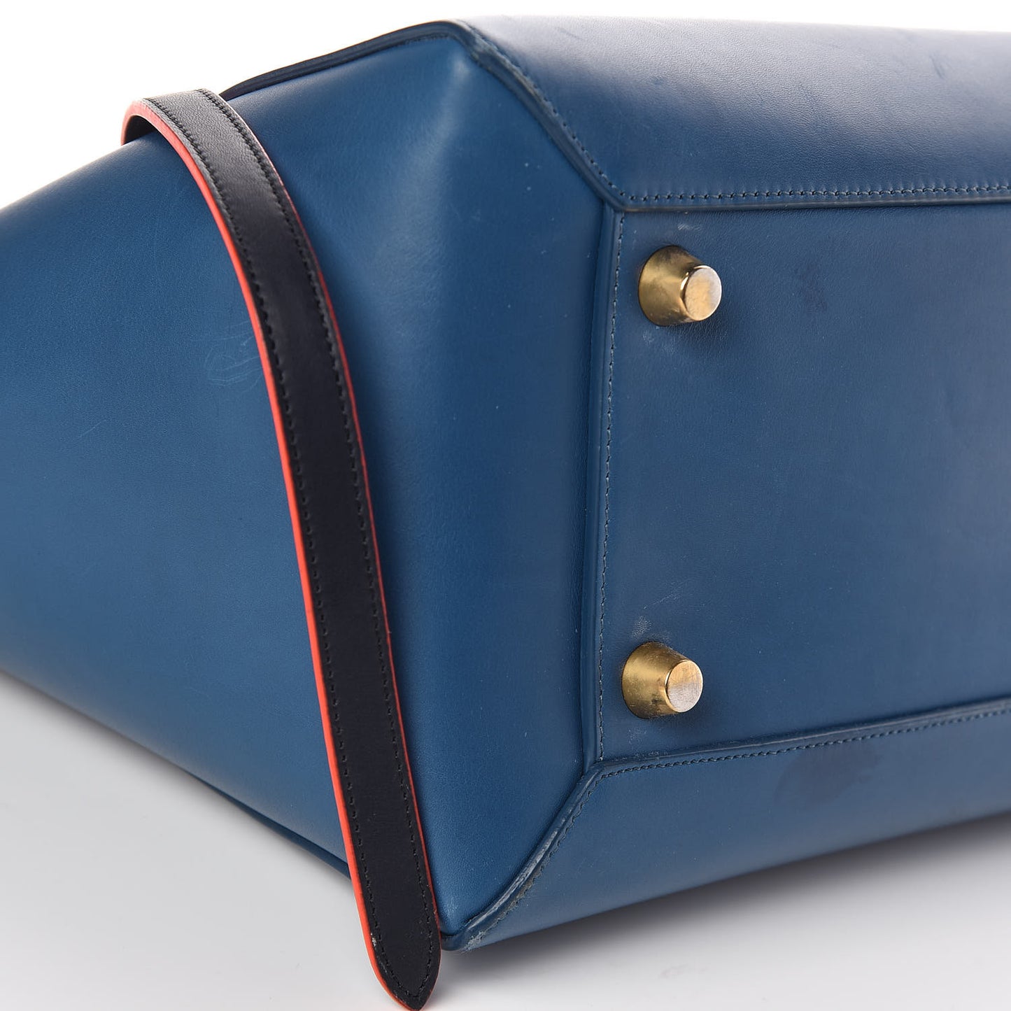 Calfskin Mini Tri-Color Belt Bag Navy Blue