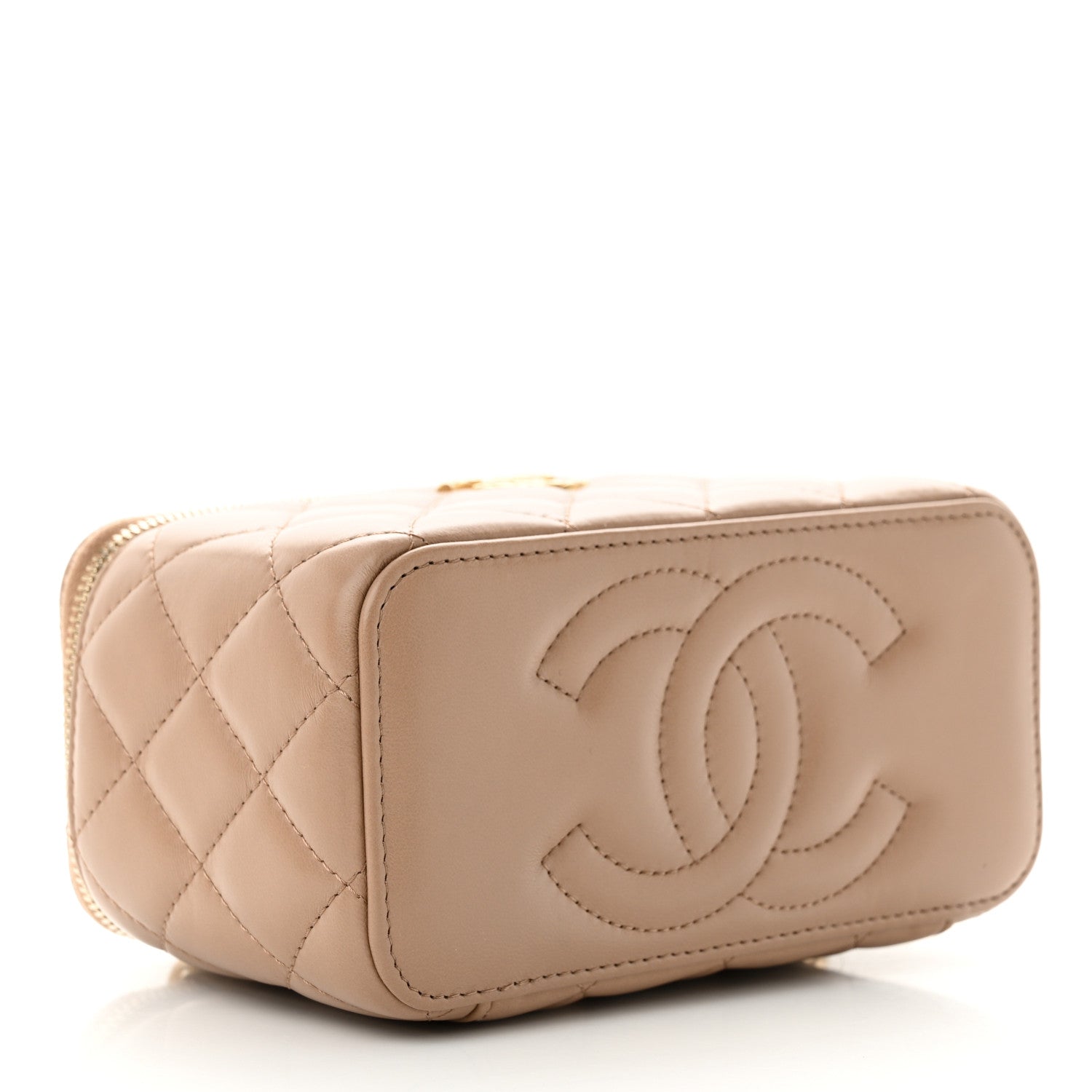 Chanel Lambskin Quilted Small Pillow Crush Vanity Case With Chain Beige 4 of 13
