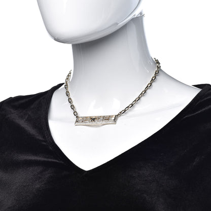 Chanel Crystal Chain Short Logo Necklace Gold 2 of 6