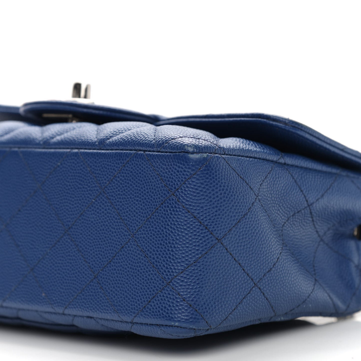Caviar Quilted Mini Rectangular Flap Blue